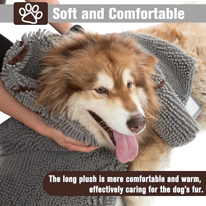 PUPTECK Dog Doormat for Dirty 60 x 30 inch Super Absorbent Microfiber, Non Skid Backing, Gery Door Mat Indooer