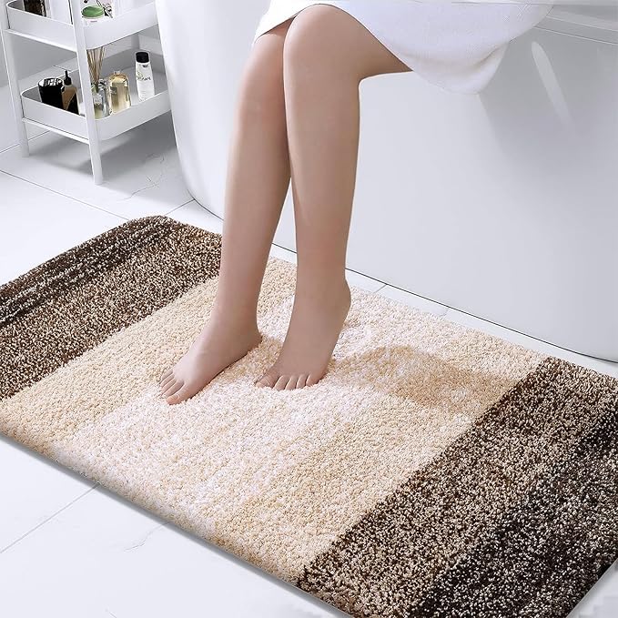 OLANLY Bathroom Rugs Mat 40x24, Extra Soft Absorbent Microfiber Bath Rugs, Rubber Backing, Quick Dry, Machine Washable Bath Mats for Bathroom Floor, Tub and Shower, Home Decor Accessories, Light Brown
