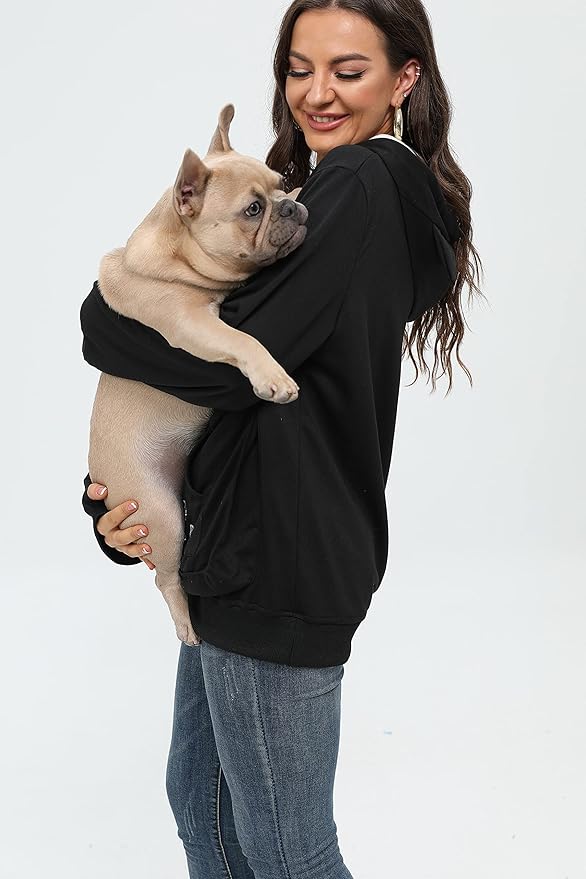 BOMBAXCEIBA Pet Pouch Hoodie Small Pet Carrier,Dog Cat Pouch Hoodie Sweatshirt Kangaroo Pocket Holder, With Ears Women's Fit