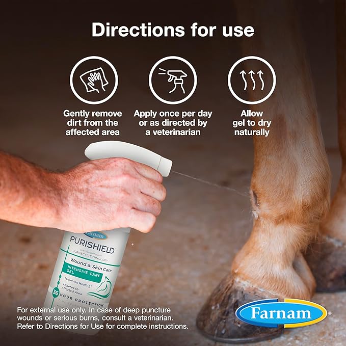 Farnam Purishield Intensive Care Gel, Promotes Healing*, Relief, Protection for 36 Hours*, for Wounds on Horses, Dogs, Cats & Livestock