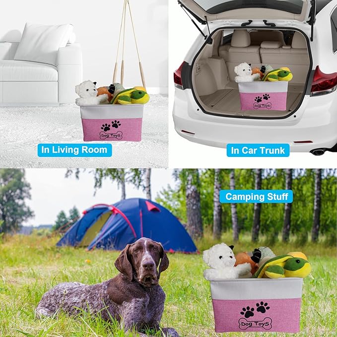 Large Collapsible Dog Toy Box Keeping Rectangle Bin for Pet Toys,Accessories