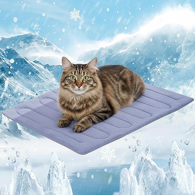 MARUNDA Dog Cooling Mat, No Need to Freeze Or Refrigerate This Cool Pet Pad Cat Mats- Keep Your Pet Cool, Machine Washable. (27.5" x 20" (M-Crate), Blue)