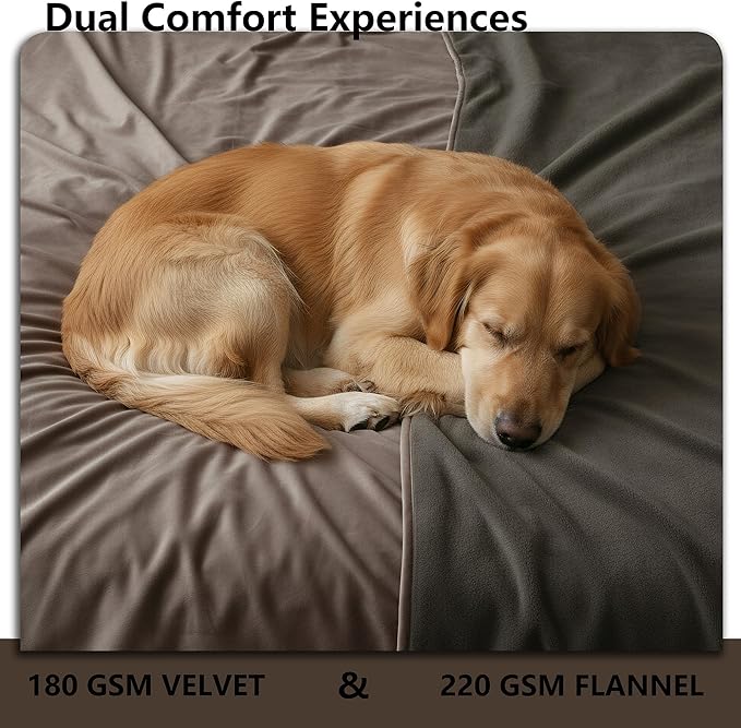 Tuffeel Waterproof Blanket for Couch, Leak Proof Dog Bed Blankets Reversible, Pet Throw Sofa Furniture Protector Machine Washable-52 x82,Light Brown+Dark Brown