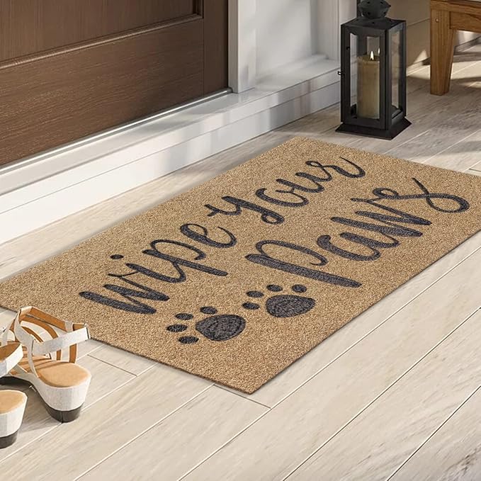 AAZZKANG Dog Door Mats for Home Entrance Outdoor Indoor Wipe Your Paws Mat Large 36"x24" Easy to Clean Front Door Mat with Non Slip Rubber Backing Brown
