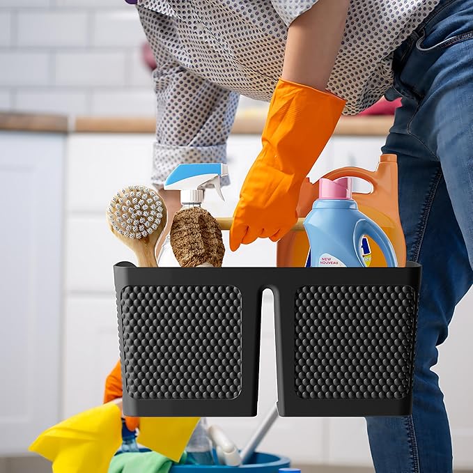 Xuhdukc Shower Caddy Portable and Cleaning Caddy Organizer for Bathroom, Kitchen, Toiletries Storage ，Caddy organizer with handle, Rust-Resistant, Durable Material (Black, 9.36" L×7.73" W×7.24" H)