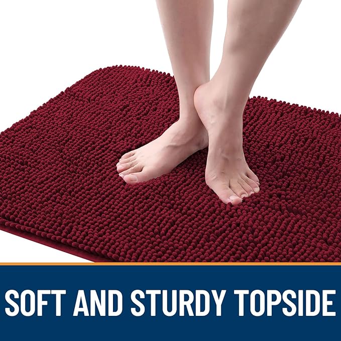 OLANLY Dog Door Mat for Muddy Paws 47x17, Absorbs Moisture and Dirt, Absorbent Non-Slip Washable Doormat, Quick Dry Chenille Mud Mat for Dogs, Entry Indoor Entryway Carpet for Inside Floor, Burgundy