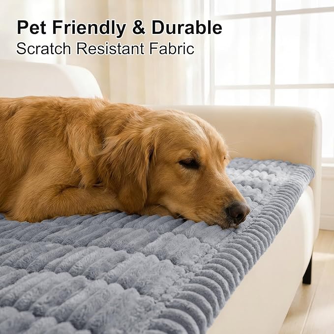 Smiry Couch Cover for Dogs, Non Slip Washable Sofa Protector for Pets, Soft Furniture Cover for Pet, Stylish Sofa Covers, Cozy Protect Against Fur, Dirt & Everyday Messes (Grey, 35.4" x 35.4")
