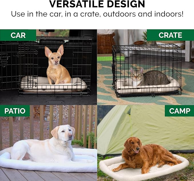 Furhaven Dog Bed for Large Dogs, 100% Washable, Sized to Fit Crates - Sherpa Fleece Bolster Crate Pad - Cream, Jumbo/XXL