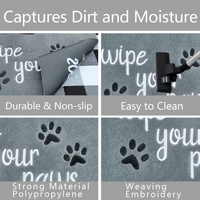 Large Welcome Mat for Front Door Home Entrance Funny Doormat Wipe Your Paws Mat Outside Door Mats for Indoor Outdoor with Non Slip Rubber, 18X47''Light Grey