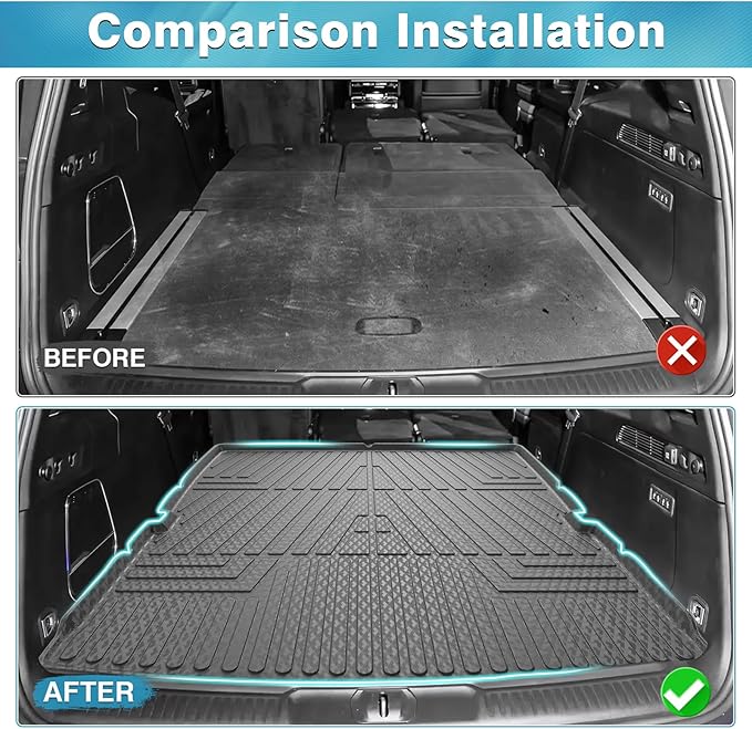 Mixsuper Cargo Liner for Jeep Wagoneer/Jeep Grand Wagoneer 2022 2023 2024 2025, All Weather Cargo Mat Rear Trunk Liner Behind The 2nd Row Seats Black