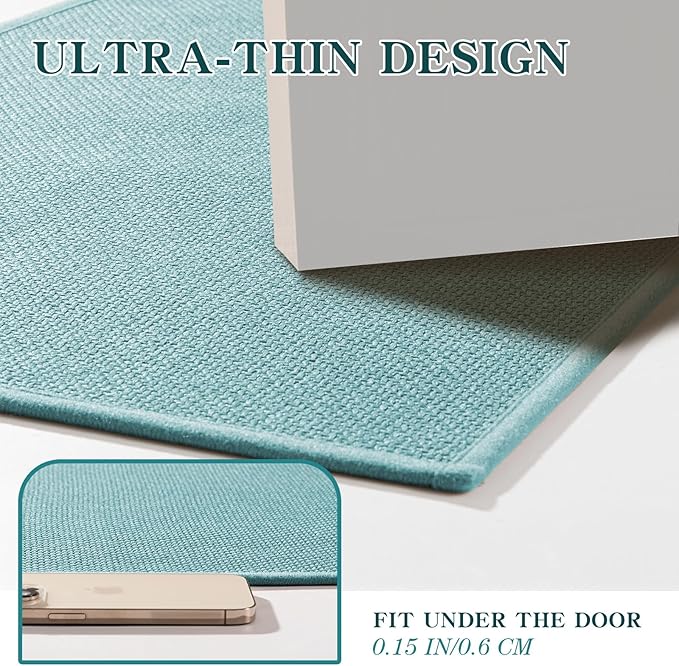 chakme Bathroom Rugs Mat 47x17, Ultra Thin Non Slip Bath Mat Runner Quick Dry Absorbent Bath Mat for Bathroom Floor, (Light Blue, 47"x17")