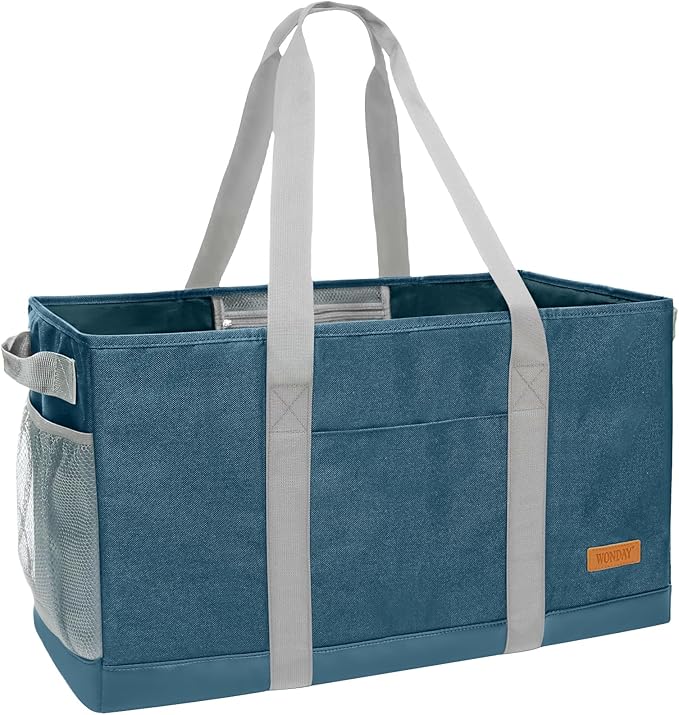 WONDAY Standing Extra Large Reusable Grocery Bag Carrier with Handle, Thirty One Utility Tote Foldable for Shopping and Beach