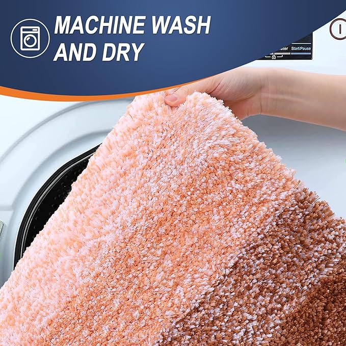 OLANLY Bathroom Runner Rugs 47x20, Extra Soft Absorbent Microfiber Bath Rugs, Rubber Backing, Quick Dry, Machine Washable Bath Mats for Bathroom Floor, Tub and Shower, Home Decor Accessories, Orange