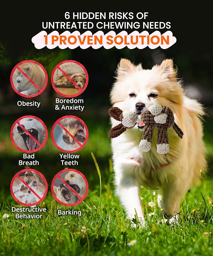 Squeaky Plush Dog Toys - Adorable Animal Designs with Soft Cotton Filling, Cute Stuffed Dog Chew Toys for Small, Medium Non-Aggressive Chewing Dogs Chewer (Brown Dog)