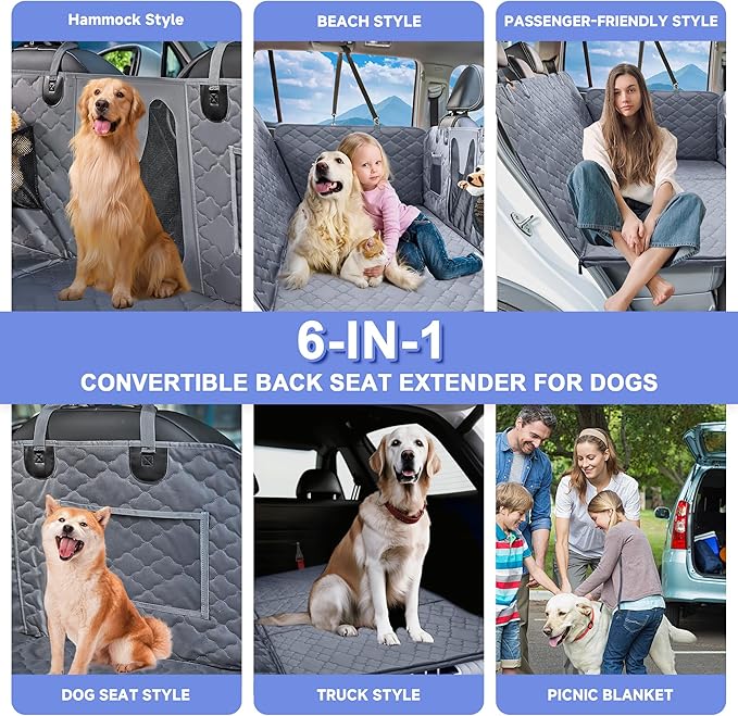 Dog Car Seat Cover - Hard Bottom with Mesh Window, Fits Back Seat of Trucks & SUVs, Holds 400 lbs, Waterproof
