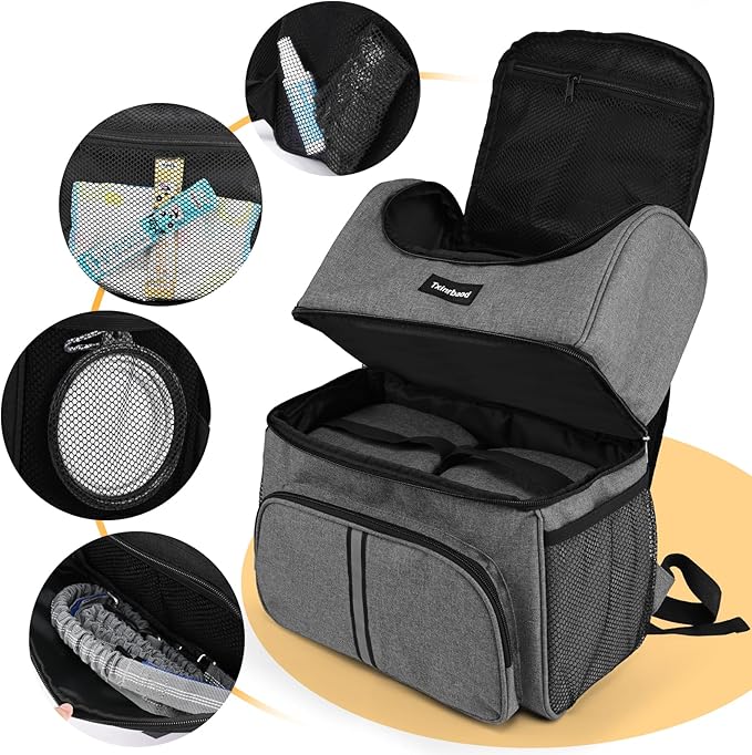 Txinrbaod Dog Bags for Traveling Pet Diaper Bag Airline Approved Dog Food Travel Bag with 2 Food Storage Containers Bag Pet Camping Essentials Hiking Accessories Gift Gray