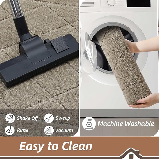 BEQHAUSE Dirt Trapper Door Mat 36" x 60", Doormat Non-Slip Entryway Rugs Washable, Dog Door Mat Stain Resistant and Absorbent Welcome Floor Mat for Front Back Door, Mud Wet Shoes & Paws, Beige