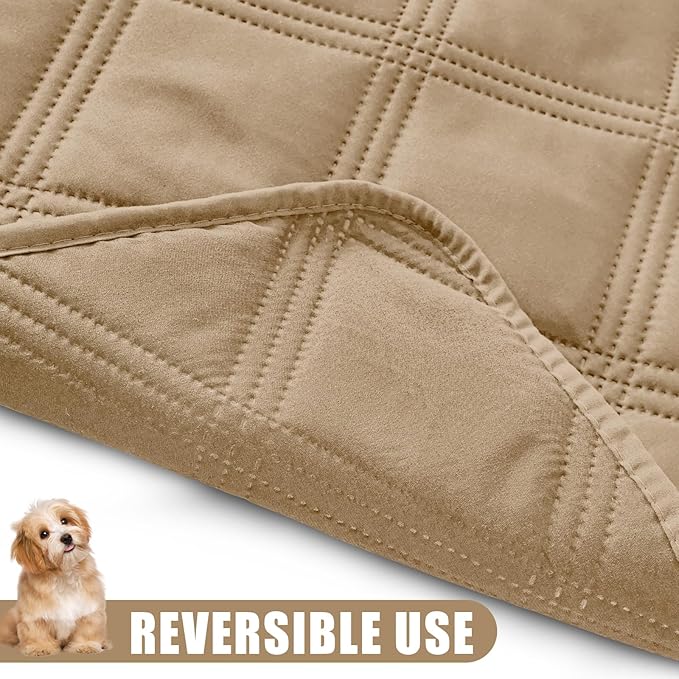 Smiry Waterproof Dog Bed Cover Blanket 40x50, Soft Reversible Pet Blanket, Washable Leakproof Cats Dogs Couch Cover for Sofa, Couch, Furniture, Lattice, Camel/Camel