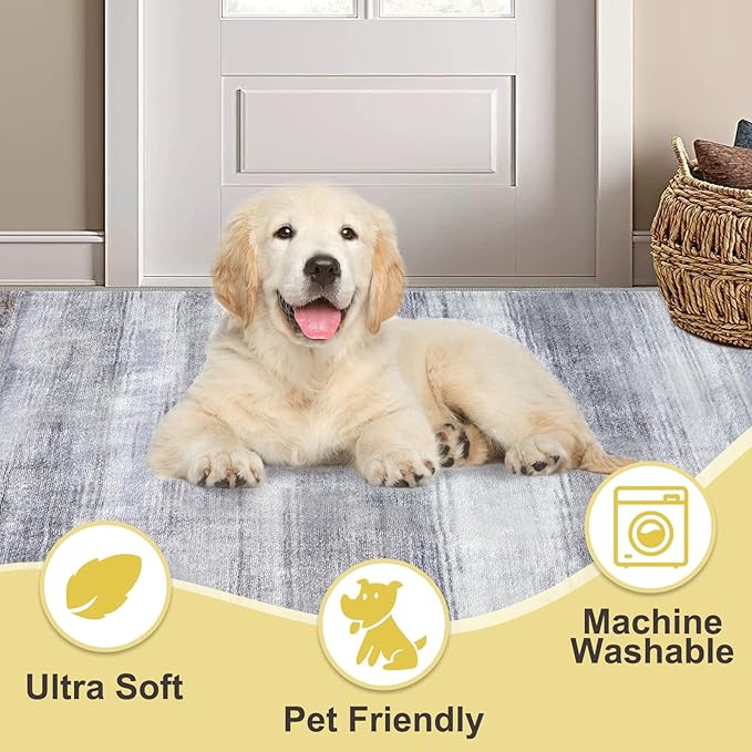COMSLE Door Mat, Front Door Mat Indoor for Entrance Faux Wool Absorbent Non Slip Modern Throw Rug for Entryway Hallway Muddy Paws - Pet Friendly, 32x48 Inches,Brown Machine Washable