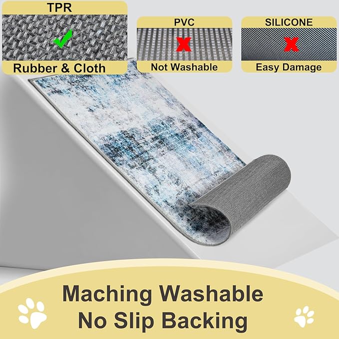 COMSLE Door Mat, Front Door Mat Indoor for Entrance Faux Wool Absorbent Non Slip Modern Throw Rug for Entryway Bedroom Muddy Paws - Pet Friendly, 36x60 Inches,Smashing Blue Machine Washable