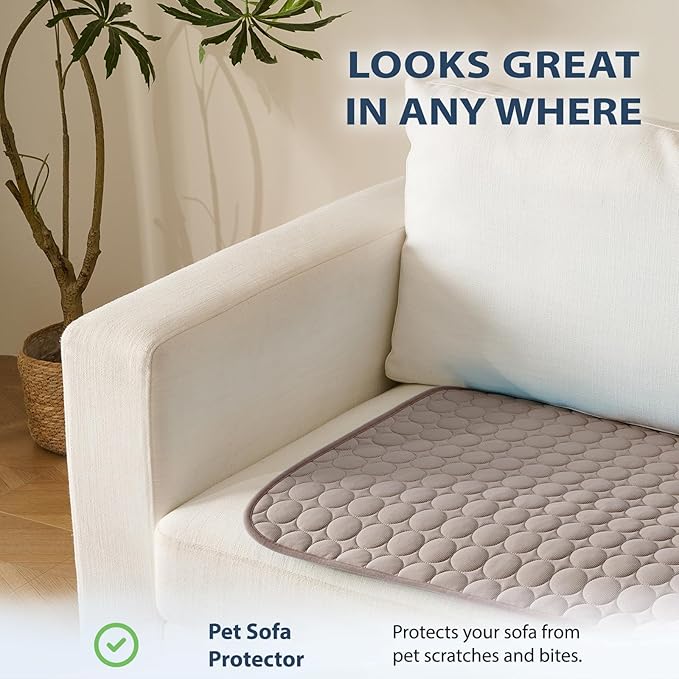 MICROCOSMOS Summer Cooling Mat & Sleeping Pad- Water Absorption Top, Materials Safe, Easy Carry, EZ Clean. Keep Cooling for Pets, Kids and Adults.(Brown, 48" x48")