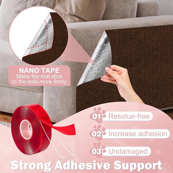 ENONCI 23.6x15.8 Couch Wall Corner Protection for Indoor Cats,Anti Scratch Furniture Protector from Cats Scratching,Trimmable Climbing Cat Scratcher Pad Play Mat Easy Use for Cat Board/Door/Carpet