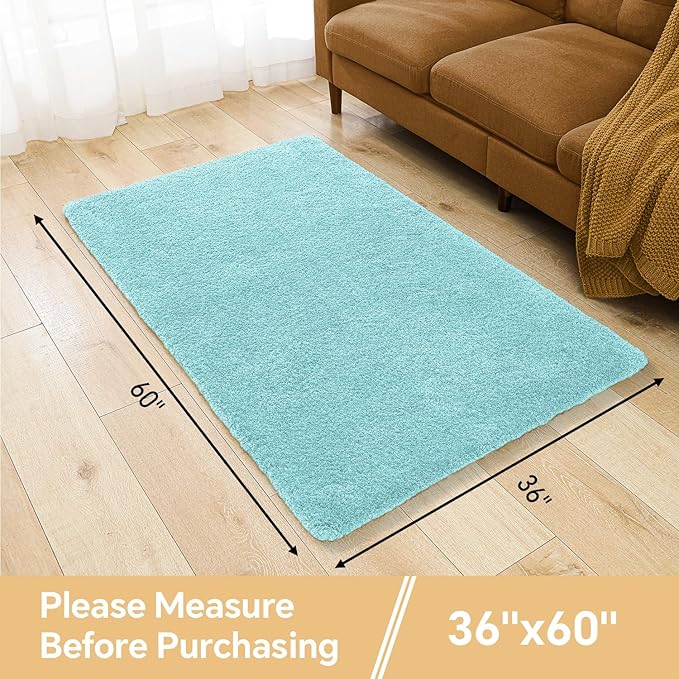 Aqua Haze Bathroom Rugs 36"x60" - Extra Large Microfiber Bath Mat, Non Slip Absorbent and Washable Bathroom Rug, Plush Fluffy Floor Mat - Ideal for Spacious Bathrooms or Bedrooms