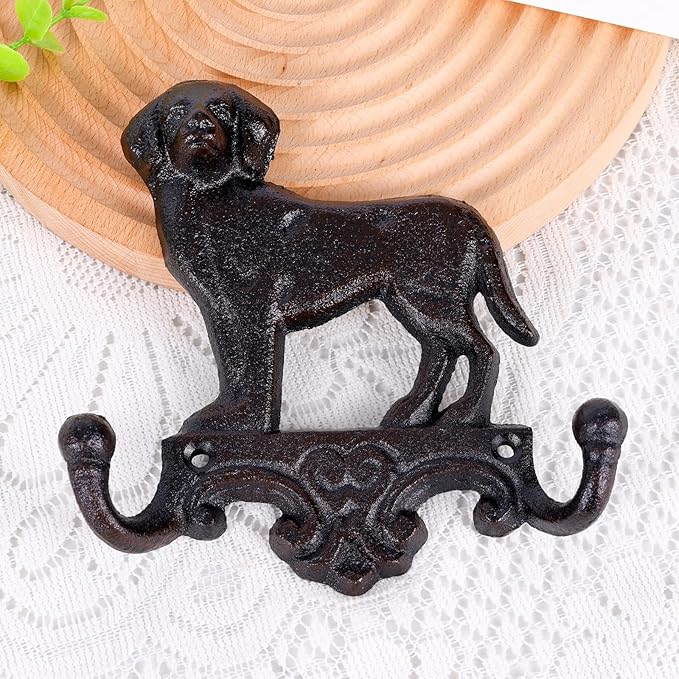 Cast Iron Cat Wall Mounted Hooks,for Wall Decorative Dog Family Key Holder Utility Hooks,Gift for Holder Rack Self Towels, Hats, Shower, Kitchen, Living Room, Office, Garage, Garden, Outdoor (Dog)