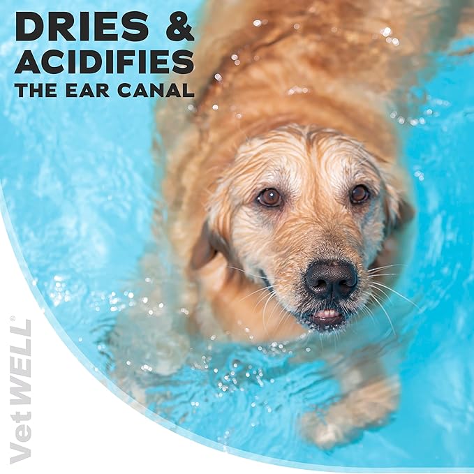 VetWELL Ear Cleaner for Dogs and Cats - Otic Rinse for Infections and Controlling Ear Infections and Odor in Pets - 8 oz (Sweet Pea Vanilla)