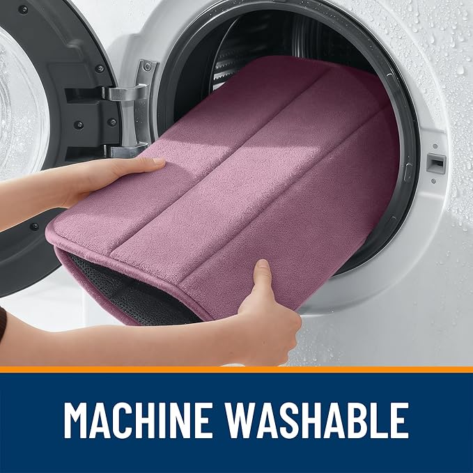 OLANLY Memory Foam Long Bathroom Rugs Runner 59x24, Super Soft Absorbent Bath Mat, Quick Dry, Machine Washable Shower Floor Rugs, Bathmat Carpet, Bathroom Home Decor Accessories, Deep Plum