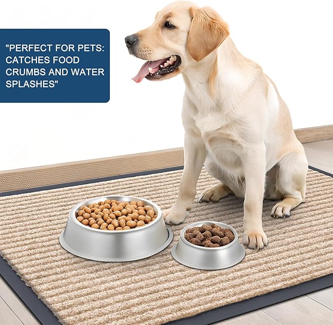 OLANLY Front Door Mat Indoor Outdoor Entrance, Waterproof Heavy Duty Doormat, Fade Resistant, Low Profile, Easy Clean Patio Porch Welcome Floor Mats for Entry, 47x34, Beige