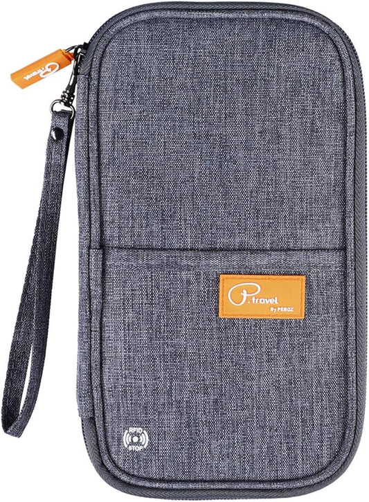 VanFn RFID Travel Passport Wallet, Family Passport Holder, Trip Document Organizer P.Travel Series (Grey)