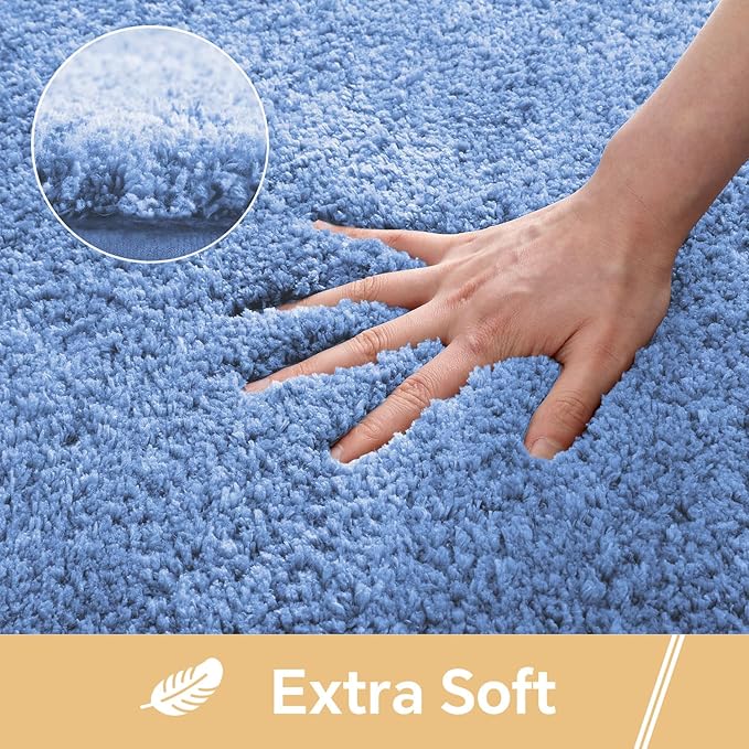 Blue Bathroom Rugs 24"x40" – Large Plush Microfiber Bath Mat, Soft Non Slip Floor Mat, Absorbent and Washable Rug – Perfect for Bathroom or Bedroom Use
