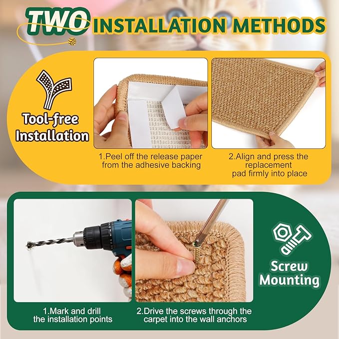 ENONCI Corner Cat Scratcher Wall Mounted for Indoor Cats, Cat Scratcher Pad for Door Frame, 19.6X9.8 Inch Anti Cat Scratch Door Furniture Protector for Couches and Walls