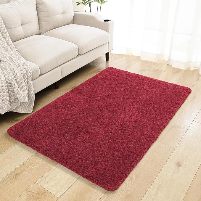 Red Bathroom Rugs 40"x60" – Oversized Plush Non-Slip Microfiber Bath Mat, Absorbent & Washable – Ideal for Large Bathrooms or Living Rooms