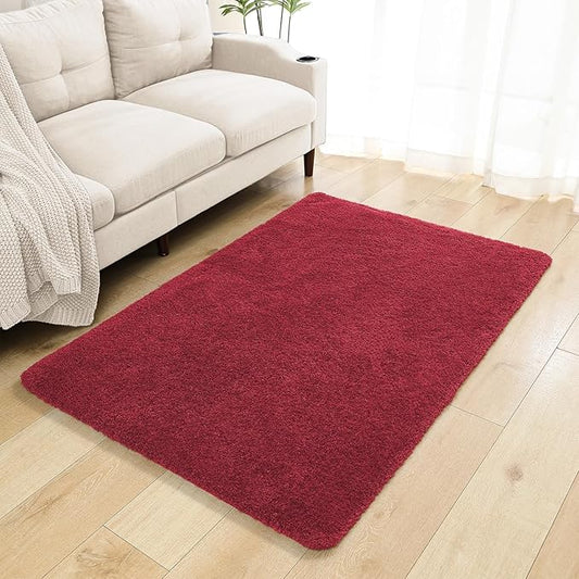 Red Bathroom Rugs 40"x60" – Oversized Plush Non-Slip Microfiber Bath Mat, Absorbent & Washable – Ideal for Large Bathrooms or Living Rooms