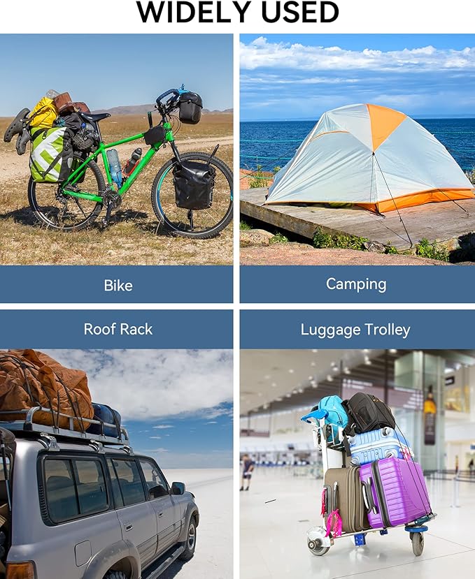 180 Lbs Real Heavy Duty Bungee Cords with Rust Resistant Steel Hooks, 6 Pcs 18 Inch Black Bungee Straps with 1.8X Stretch & UV Protection, Perfect for Camping, Tarps, Tent, Bike, Luggage