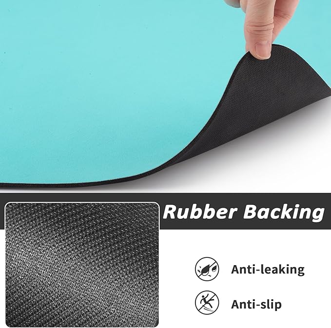 Dog Food Mat - Absorbent Cat Mat for Food and Water, No Stains Pet Feeding Bowl Mat, Easy to Clean Pet Placemats, Quick Dry Dog Water Dispenser Mat for Messy Drinkers | Paw Teal 18"x34"