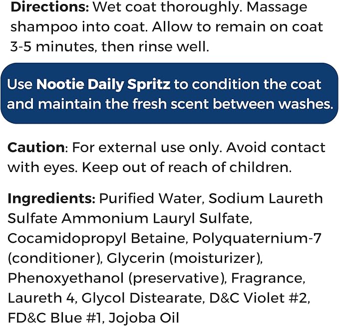 Nootie - Pet Shampoo for Sensitive Skin - Revitalizes Dry Skin & Coat - Natural Ingredients - Gentle Dog Shampoo - Cleans & Conditions