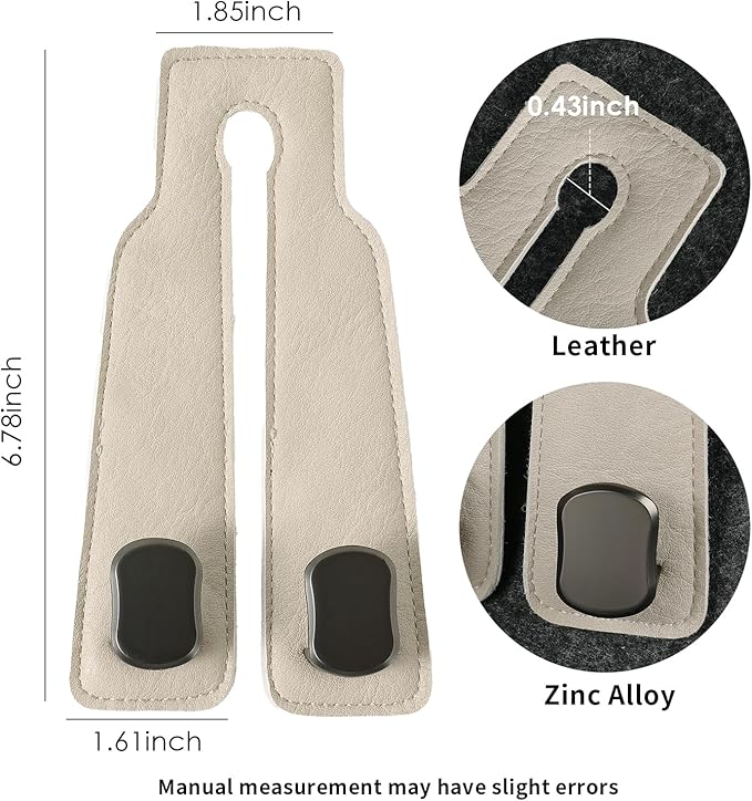 KINIVA 4 Pack Car Seat Hooks for Headrest, PU Leather Purse Hook Holder - Double Hook Design for Bags, Phones, Groceries, Car Back Seat Storage Accessories (06-White 4 Pcs)