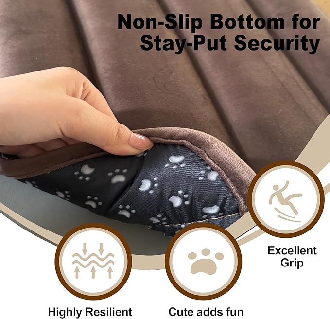 Dog Crate Pad, Ultra Soft & Anti-Slip Kennel Mat, Secure Fit for Metal Crates & Dog Cages, Washable Cozy Bed for Small Medium Large Dogs (Dark Brown, M(28"*16"*1.5"))