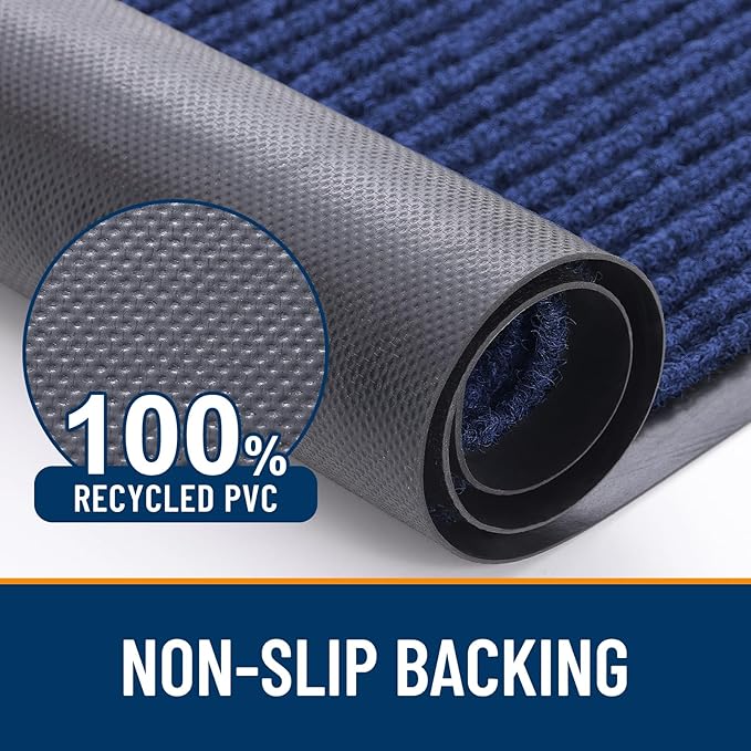 OLANLY Front Door Mat Indoor Outdoor Entrance, Waterproof Heavy Duty Doormat, Fade Resistant, Low Profile, Easy Clean Patio Porch Welcome Floor Mats for Entry, 71x34, Blue