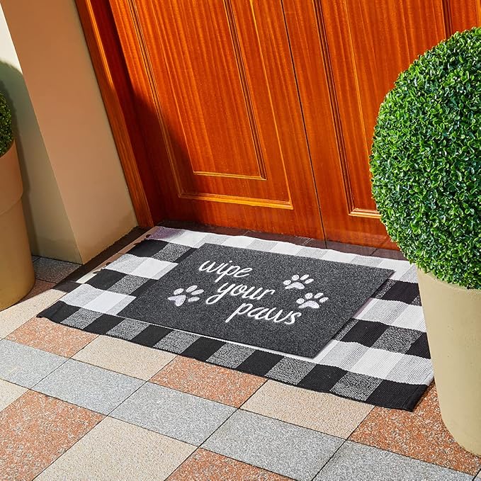 Welcome Door Mats for Entrance Funny Door Mat Wipe Your Paws Floor Mat, Welcome Mats for Front Door Indoor Non Slip Backing Rubber Mat for Outside Dog Doormat Grey