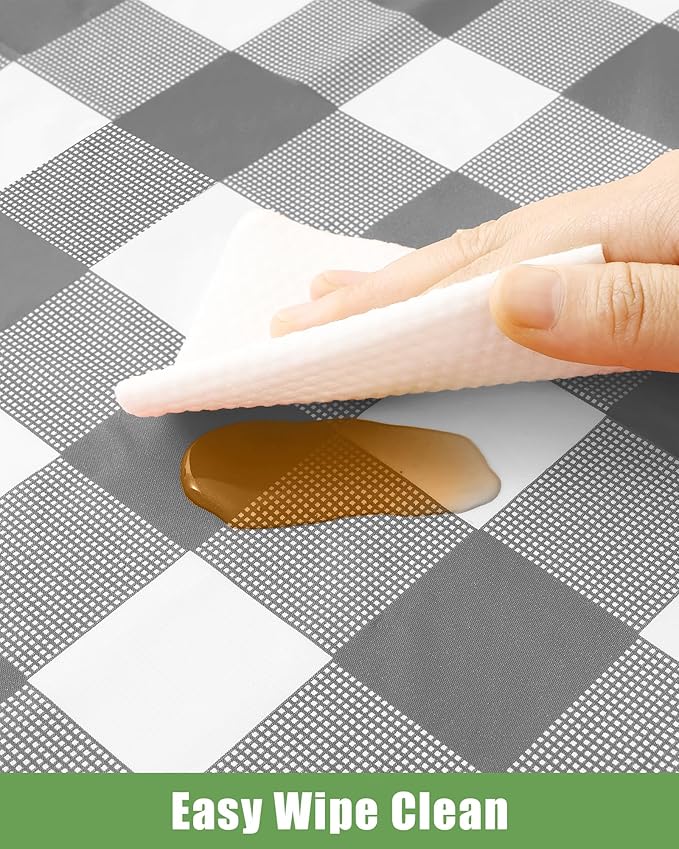 Smiry 8 Packs Gingham Disposable Table Cloth, 54 x 108 Inch Waterproof Plastic Tablecloth, Rectangle Grey and White Checkered Table Covers for Party, Birthday, Picnic, Banquet