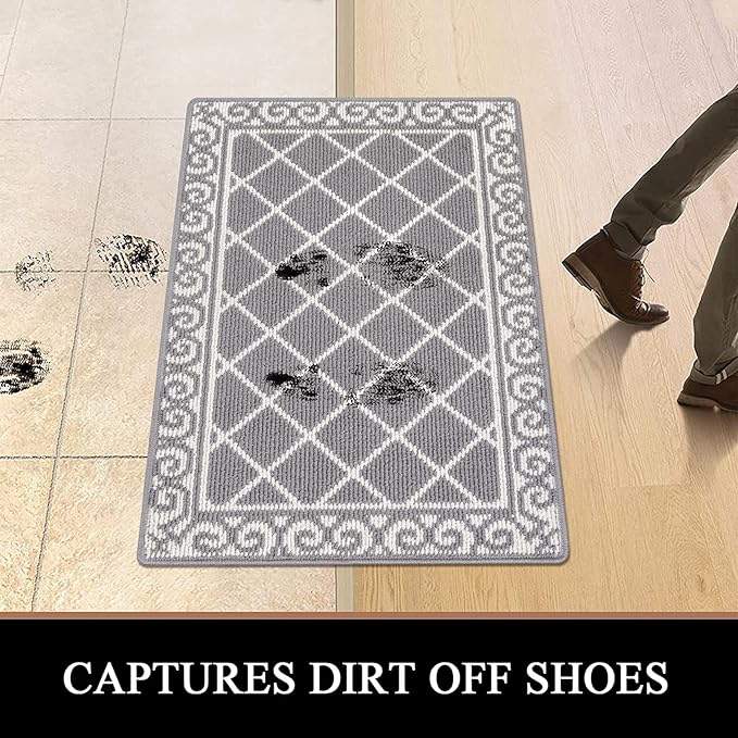 HEBE Indoor Door Mat 24''x36'' Non Slip Front Door Welcome Mats Washable Shoe Mats Dirt Trapper for Entryway Low Profile Kitchen Carpet for Entrance Hallways Entrance Mat for Dogs