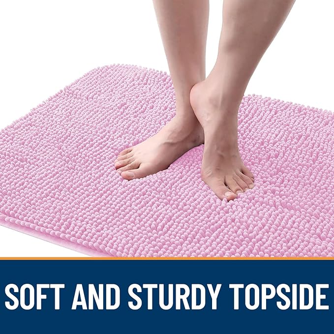 OLANLY Dog Door Mat for Muddy Paws 70x32, Absorbs Moisture and Dirt, Absorbent Non-Slip Washable Doormat, Quick Dry Chenille Mud Mat for Dogs, Entry Indoor Entryway Carpet for Inside Floor, Pink