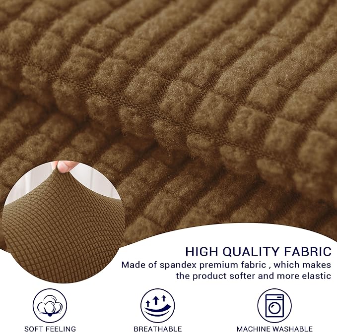 SUBRTEX Stretch Couch Arm Covers Set of 2, Checkered Sofa Arm Slipcovers, Anti-Slip Armrest Covers for Recliner and Armchairs, Pet Proof, High Stretchy, Hook & Loop Tape, Coffee