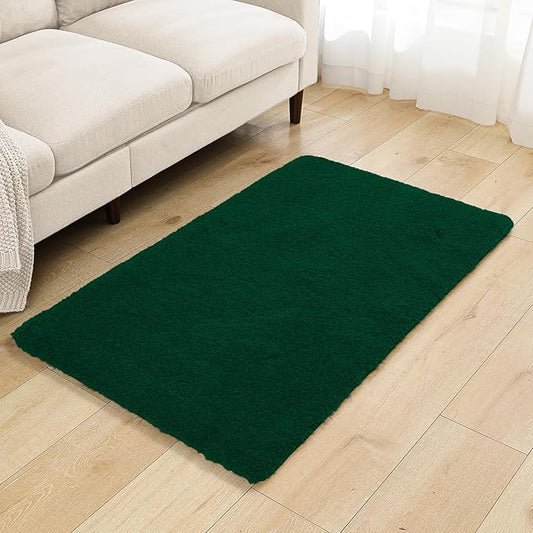 Verdant Green Bathroom Rugs 30"x50" - Large Bath Mat for Bathroom Floor, Fluffy Microfiber Plush Rug, Non Slip and Washable - Great for Living Room, Bedroom or Kitchen Mat