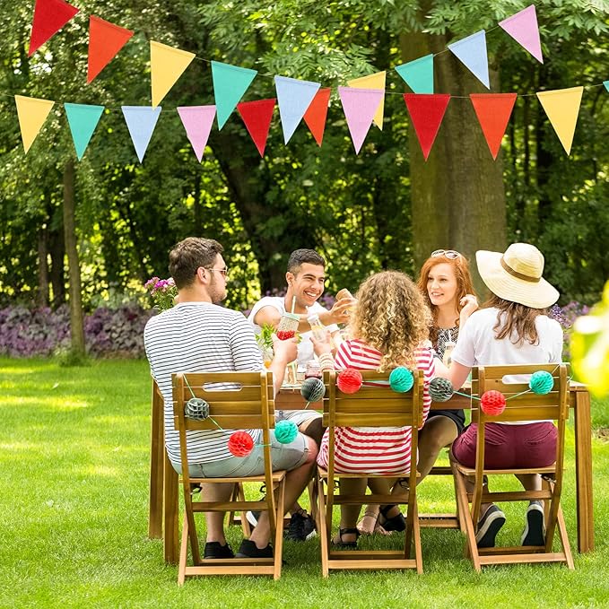 HESTYA 42 Pieces Colorful Pennant Banner Flag Multicolor Bunting Triangle Banner Pastel Pennants for Birthdays Easter School Carnival Garland Outdoor Events Party Hanging Decorations(Rainbow)