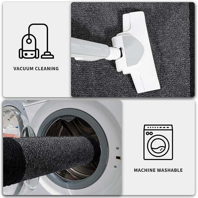 PURRUGS Dirt Trapping Door Mat 32" x 72", Non-Slip Machine Washable Entry Rug, Entrance Mat, Indoor Front Door Mat, Super Absorbent Entryway Rug for Muddy Shoes & Paws, Bluish Grey & Charcoal